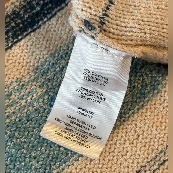 Natural Reflections Teal, Cream, Purple Striped V-Neck Sweater Women’s Sz Med - Picture 5 of 7